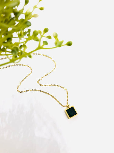 Green Square Stone Chain